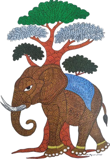 Gond art of an elephant