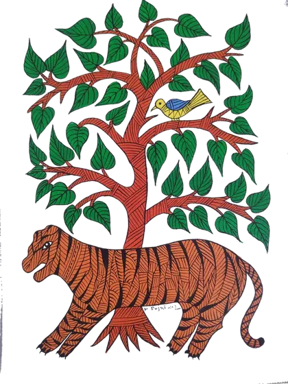 Gond art of a tiger